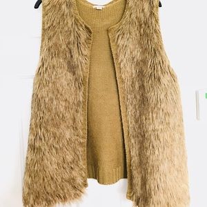 Brown faux fur vest, gently used.
